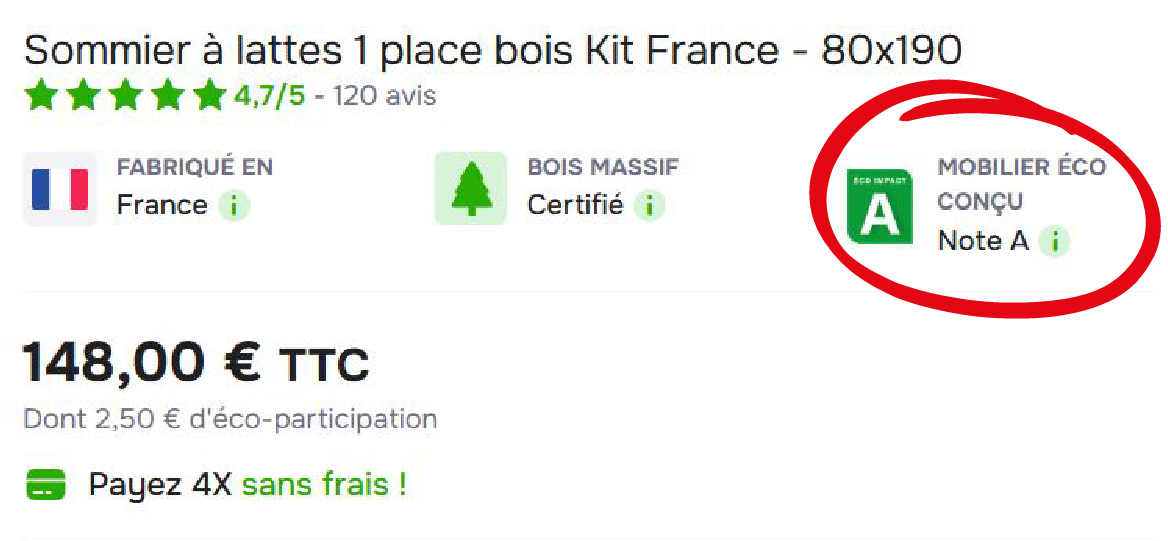 notation score éco impact du produit